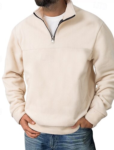  Per uomo Maglia Felpa in pile Maglione Felpa con zip corta Nero Verde militare Blu marino Cachi Grigio scuro Mezza zip Semplice Casuale Quotidiano Sport & Outdoor Streetwear Essenziale Autunno Inverno