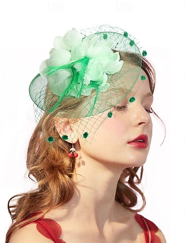  Čelenka Tyl Látka 30. léta Svatební Čajový dýchánek Dostih koktejl Elegantní Vinobraní S Peří Přílba Pokrývky Hlavy