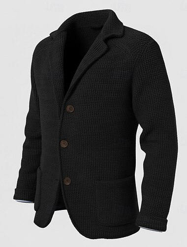  Herren Blazerjacke Tweedblazer Notch-Kragen Mode Klassisch Lässig Einfarbig Blazer Tweed-Blazer Schwarz Weiß Braun Figurbetonter Schnitt Einreiher mit drei Knöpfen