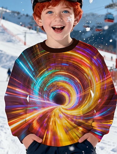  Jungen 3D Grafik Optische Täuschung Sweatshirt Langarm Frühling Herbst Mode Basic Kinder 4-12 Jahre Rundhalsausschnitt Outdoor Lässig Täglich Normale Passform