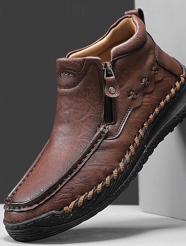  Мужские коричневые мокасины из искусственной кожи с прочной подошвой — удобная повседневная обувь