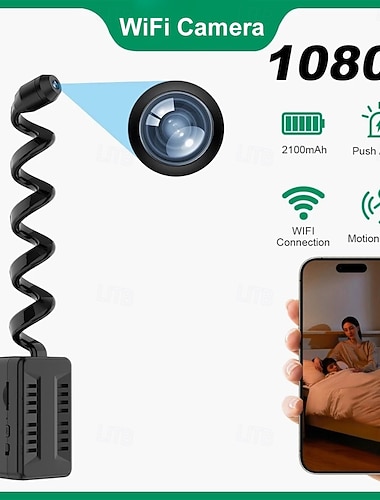  Tragbare Mini-Videokamera mit integriertem Akku, geeignet für Heimüberwachung, Babypflege, Nachtsicht, Bewegungserkennung und Sprachüberwachung. Unterstützt 720p-HD-Videoaufzeichnung.