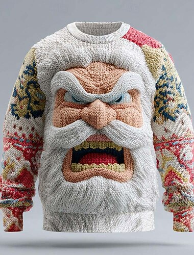  Ošklivý vánoční svetr Pánské Ježíšek 3D tisk Pulovrový svetr Úplet Výstřih ke krku Na běžné nošení Dovolená Denní Festival 3D tisk Zahřívací Dlouhý rukáv Jaro Podzim Zima Bílá Vodní modrá Trávov