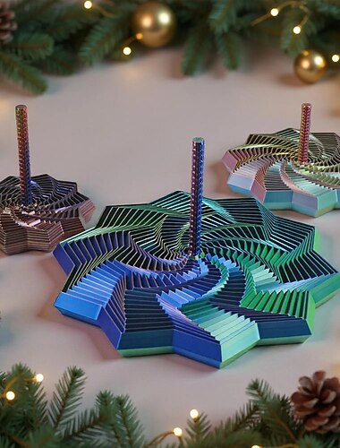  Fidgetstjärna med handtag, hypnotisk visuell ljudspinner för stresslindring, 3D-utskriven skrivbordsleksak