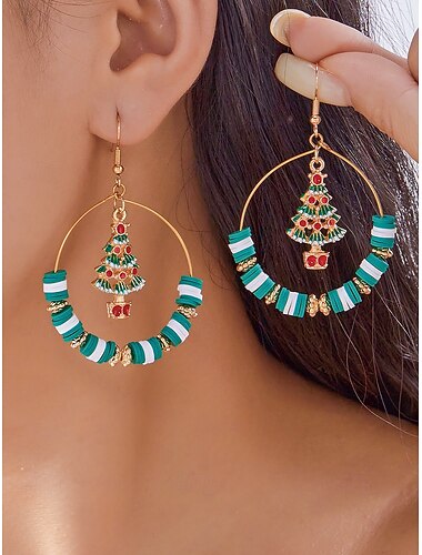  Juleøredobber til dame – legering med festlige juletre-, bjeller- og snøfnuggdesign, perfekt for høytidsfester og feiringer