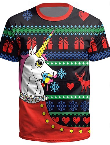 Στάμπα Φανέλα Κοντομάνικο Κινούμενα σχέδια Γραφικό για Για Ζευγάρια Ανδρικά Γυναικεία Ενηλίκων 3D εκτύπωση για Χριστούγεννα Απόκριες Μασκάρεμα Πάρτι Φεστιβάλ
