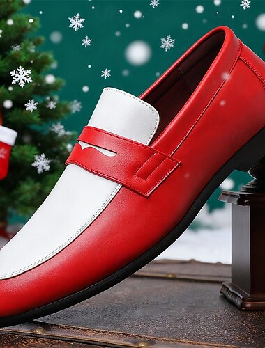  Festliche Herren-Slipper in Rot und Weiß – stilvolle Slipper für Weihnachtsfeiern und festliche Zusammenkünfte