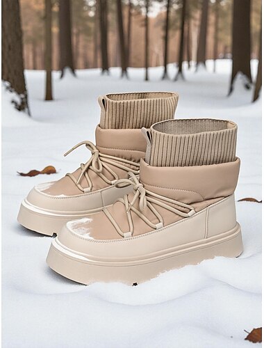  női mandulamintás kötött téli csizma fűzős és műszőrme szegéllyel – meleg, vízálló hótaposó téli kalandokhoz és szabadtéri sétákhoz