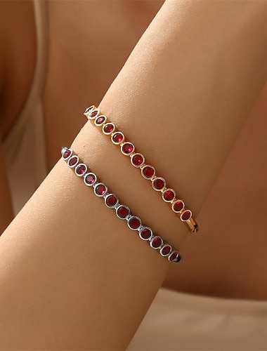  Bracelet Classique Géométrique Zircon Forme de Lettres Élégant Mode Simple Bracelet Bijoux Argent Doré Rond pour Mariage Soirée Fiançailles Bal de promo