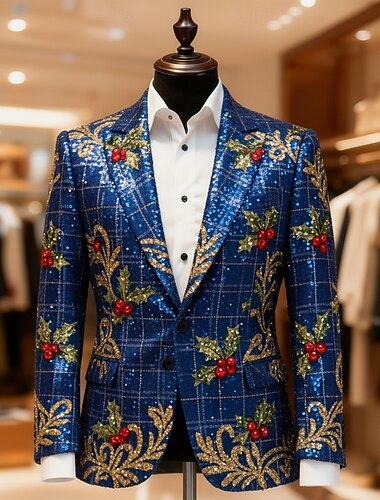  Χριστούγεννα Ανδρικά Γραφική Μπουφάν μπλέιζερ Παλτό Άνετο Καλλιτεχνικό Καθημερινό Βραδινό Ρούχα για Πάρτυ Καθημερινά Φεστιβάλ 3D εκτύπωση Κουμπιά Φθινόπωρο & Χειμώνας Εγκοπή Μακρυμάνικο