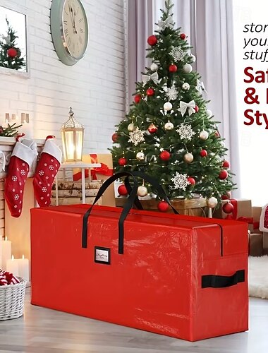  Stor förvaringsväska för julgranar, lämplig för 2,4/5,8 meter granar - slitstark flyttväska i PE-väska med dragkedja, utomhusdekoration, jul och nyår