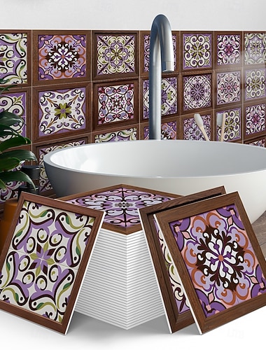  12 stk. 3D-veggflisklistremerker, selvklebende 6x6 tommer, tykk PE-skum krystallmosaikk, vanntett bakplate for kjøkken, bad &hjemmedekor, gaveeske med metalliske veggpaneler