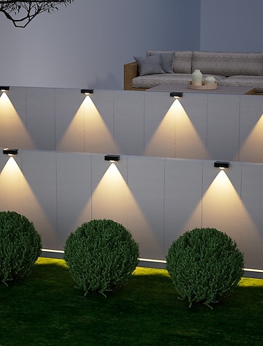  4 sztuki wodoodpornych lampek ściennych zewnętrznych zasilanych energią słoneczną 1/2/3/4 LED do oświetlenia ogrodów willi, schodów, balkonów, ogrodzeń i dekoracji ganku