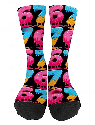  Meias divertidas com estampa do meme "67", meias casuais e criativas com o padrão "67", feitas com tecido macio e confortável para uso diário, presentes e estilo.