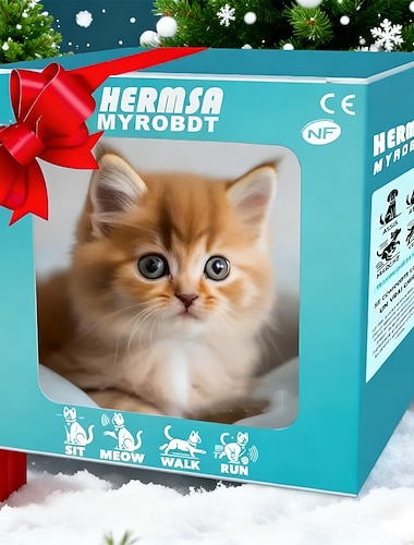  Weihnachtsgeschenke für Enkelkinder Jungen Mädchen Roboterkatze Mein realistisches Roboter-Kätzchen Interaktives Kätzchen-Spielzeug das läuft bellt den Schwanz wedelt Plüsch Haustierkatze