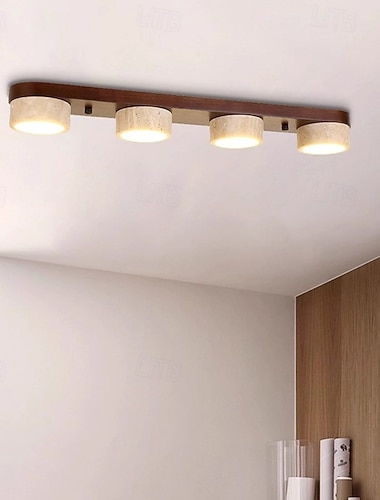  Natursteinslampe til servantskap - travertin vegglampe, 1/2/3/4 lys, 180° roterbar LED-belysning over speilet for badet