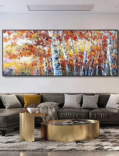  dipinti a olio fatti a mano su tela decorazione da parete moderna astratta vista foresta d'acero camera da letto comodino quadro appeso dipinto decorativo per arredamento casa dipinto arrotolato senza