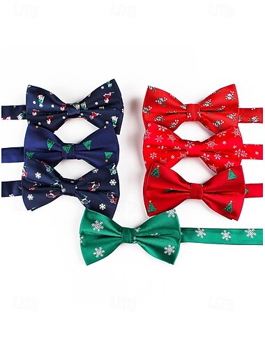  Julesløyfe i polyester til herre med snøfnugg- og tremønstre til høytidsfester, røde, grønne og marineblå alternativer