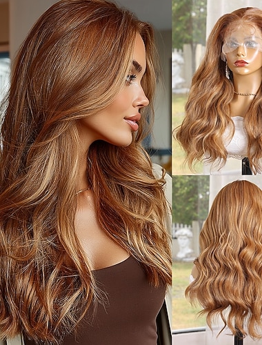  Синтетический парик шнурка Естественные кудри Стиль 20 дюймовый Оранжевый Средняя часть 13x6 Кружева Фронт Парик Жен. Парик Оранжевый / белый / синий