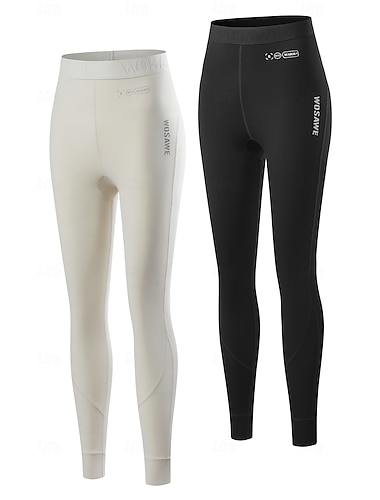  WOSAWE Dame Helfarge Sykkeltights Sykkelbukser Vinterfrakk Sykkel Strømpebukse Leggings Formsydd Vinter Fjellsykling Veisykling sport Hold Varm Vidje Fireveis-elastisk Vintersport Svart Gul Spandex