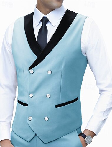  Per uomo Gilet Affari Vacanza Feste Moda Casual Primavera Autunno Tasca Bottoni Poliestere Confortevole Semplice Doppiopetto Scollo a V Vestibilità regolare Blu Nero Bianco Rosso Gilet
