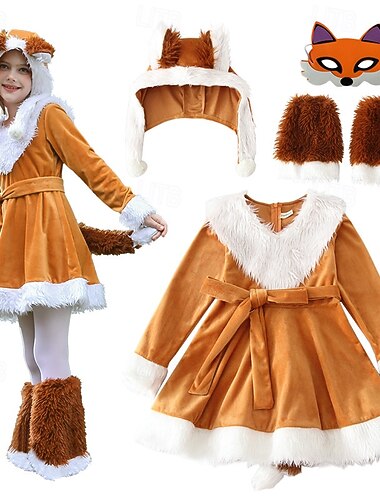  Costume da band di animali Vestito Costume di fantasia Fantasia animale Volpe Costume Cosplay Bambini Ragazze Natale Carnevale Settimana del libro Feste Performance Sinfonia di storie Vestirsi