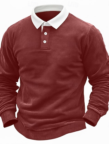  Herren Cordhemd Textur Lässig Sport Revers Langarm Mode Basic Farbblock Knöpfe Warm Herbst Frühling & Herbst Herbst Winter Normale Passform Schwarz Dunkel Blau Wein Hellblau Grau Cordhemd