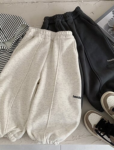  Παιδιά Αγορίστικα Παντελόνι Αθλητικές Φόρμες Παντελόνι Fleece Παντελόνι Συμπαγές Χρώμα Διατηρείτε Ζεστό Άνεση Παντελόνι ΕΞΩΤΕΡΙΚΟΥ ΧΩΡΟΥ Αθλήματα Μοντέρνα Βασικό Λευκό Γκρίζο