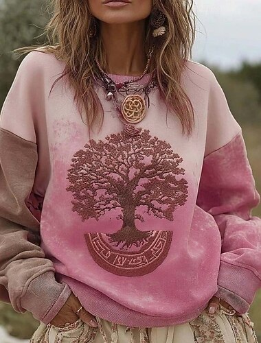  Dame Pullover Grafisk Snemand Abstrakt Varm Klassisk Afslappet Langærmet Rund hals Almindelige toppe Hjem Gade Hverdag Trykt mønster Blå Lyserød Rød Grøn Forår Efterår Vinter