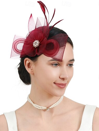  Decoração de Cabelo Tecido Penas Chapéu Fedora Casamento Festa de Chá Corrida de cavalos coquetel Elegante Vintage Com Penas Capacete Chapéu