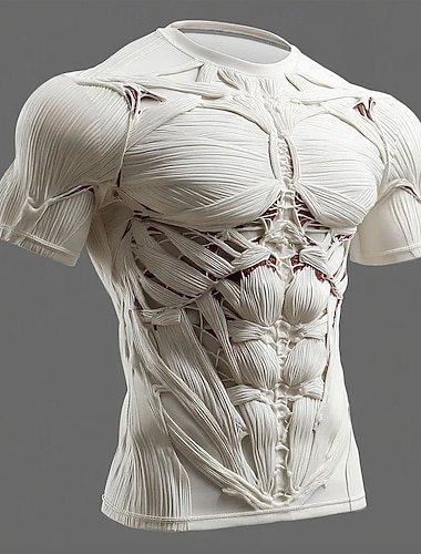  Miesten lihas 3D Print 3D Simulointi T-paita Lyhythihainen T-paita 3D-tulostus Tiukka pyöreä kaula-aukko Paita Liioiteltu Suunnittelija Juhla Päivittäin Pyhäpäivä Valkoinen Rubiini Harmaa Kesä Kevät