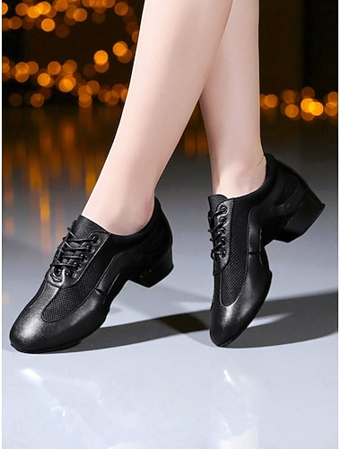  Chaussures de danse de salon pour femmes - talons hauts professionnels en maille respirante, à lacets, pour l'entraînement aux danses latines et modernes.