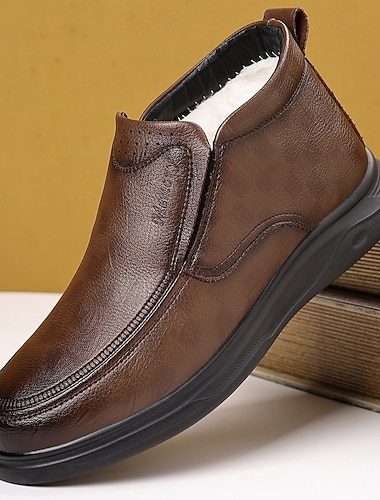  stivali invernali da uomo in cotone marrone, comodi e resistenti, isolati per il freddo, ideali per abbigliamento casual e avventure invernali