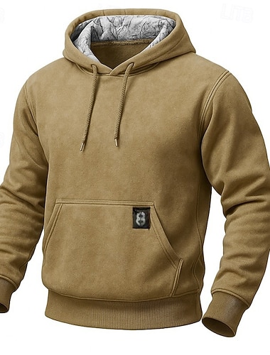  Herren Kapuzensweatshirt Pullover Fleece Kapuzensweatshirt Hoodie mit Fleecefutter Schwarz Rosa Grün Khaki Mit Kapuze Einfach Kängurutasche Sport & Outdoor Lässig Täglich Streetwear Cool