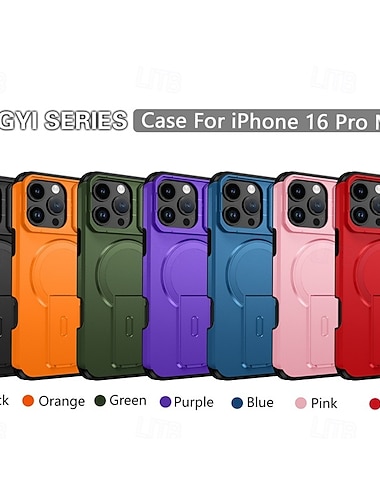  teléfono Funda Para iPhone 16 15 14 Pro Max Plus 16e 13 Pro Max Funda Trasera con Soporte Antigolpes Armadura ordenador personal Cuero de PU