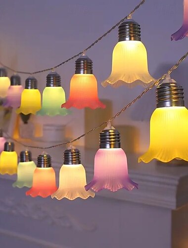  Weihnachts-LED-Lichterkette in Ballettröckchen-Optik, 2 m (10 LEDs) oder 3 m (20 LEDs), batteriebetrieben, geeignet für Weihnachten, Hochzeiten, Valentinstag, Geburtstagsfeiern, Haus, Garten, Balkon