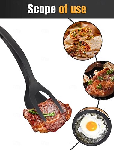  siloon egg flipper spatel, 2 stk spatel tang stekte egg vendere multifunksjonell omelettklemme kjøkken matlagingsverktøy for griper brødklemme/stekt biffklemme/vending av fisk