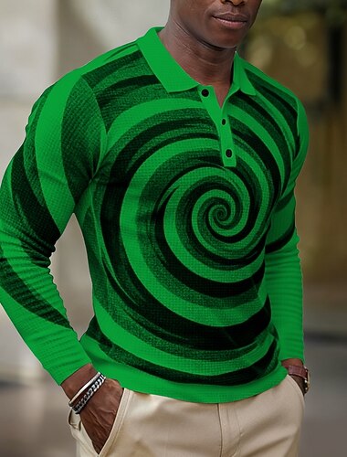  Férfi Geometriai Spirál Gofris pólóingek Hosszú ujj Pólóingek Galléros ingek Alkalmi Hétköznapi viselet Gombok Tavasz Ősz Tél Medence Fehér Bíbor