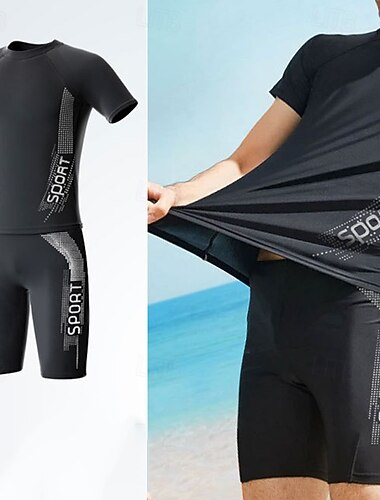  Homme Maillot anti-UV 2 pièces Chemise de surf Short de bain Graphique Protection Solaire UV Séchage Rapide Manche Courte Maillot de Bain Plage Sports Nautiques Natation Été