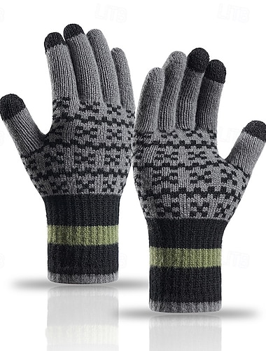  Per uomo 1 Paio Invernali Guanti lavorati a maglia Guanti senza dita Sport Moda Sport e Outdoor Guanti Calore Termico Pile Geometrico Autunno Nero Bianco Rosso Kachi