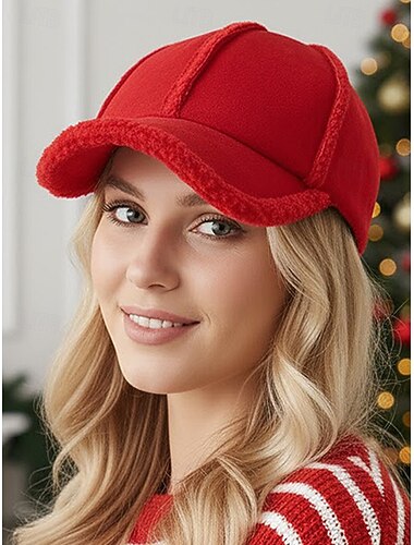  כובע יוניסקס עם בטנת פליז דמוית עץ לחג המולד - חם, מבד פרווה מלאכותית, במגוון צבעים, מושלם ללבוש לחג ואופנת חורף