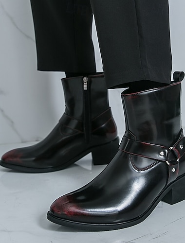  Мужские черные ботинки челси из искусственной кожи с ремешками — модная и удобная обувь для офиса, повседневных прогулок и вечерних мероприятий.