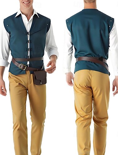  Prins Flynn Rider Kostume Fancy dress Cosplay for Herre Voksen Halloween Karneval Ytelse Comic Con Anime-messe