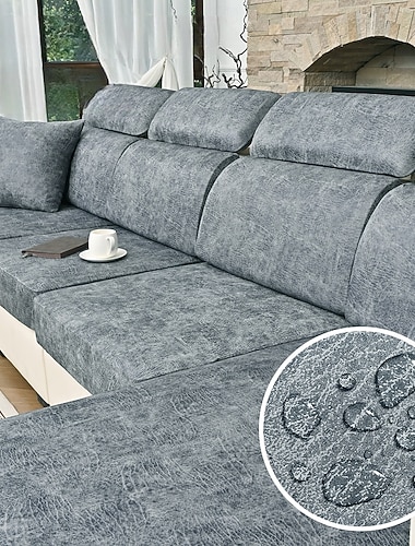  wasserdichter, matter Sofabezug aus PU-Kunstleder, dehnbar, vollständig abdeckend, strapazierfähiger elastischer Couchschutz für Wohnzimmermöbel