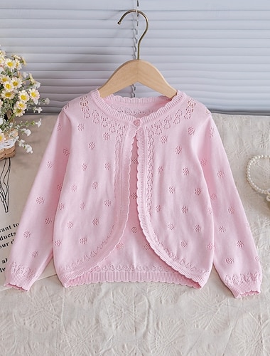  Gyerekek Lány Kardigán Pöttyös Szabadtéri Hosszú ujj Melegen tartani Divat 4-12 év Ősz Fehér Arcpír rózsaszín
