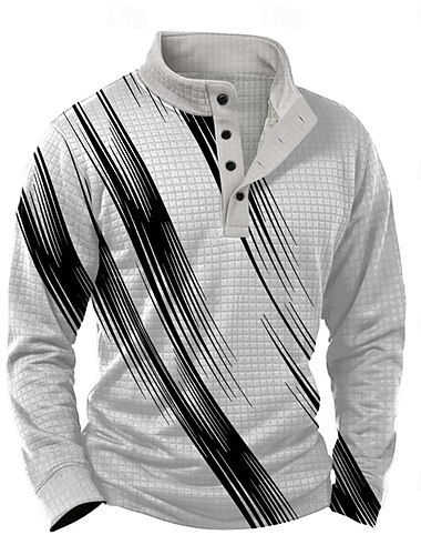  Per uomo Geometrico Linea Nido d'ape Felpa Quotidiano Classico Casual Collo alla coreana All'aperto Casa Lavoro Regalo Blu Verde Grigio Bottoni Autunno Inverno progettista S M L XL XXL XXXL