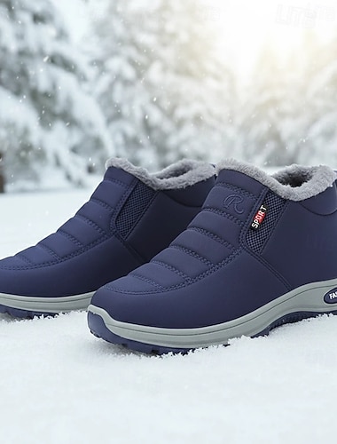  stivaletti caldi impermeabili da uomo con fodera in pelliccia sintetica, scarpe invernali leggere e antiscivolo per passeggiate all'aperto e abbigliamento casual quotidiano