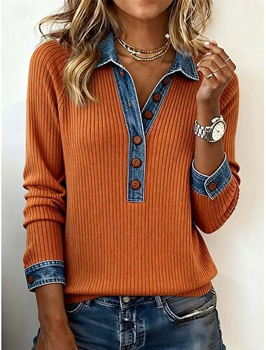  Per donna Felpe con cappuccio Elegante Punk Attivo Manica Lunga Bavero Top Regolari Casa Lavoro Streetwear Blu Nero Arancione Verde Kaki Primavera Autunno Inverno