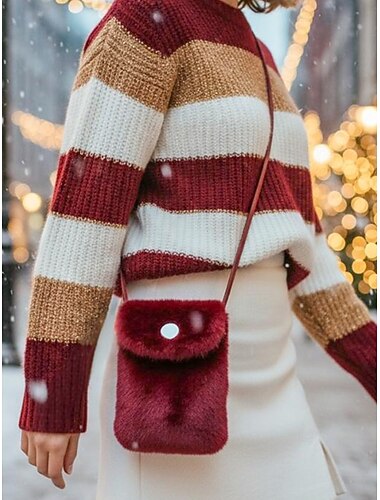  Juleveske i fuskepels til dame, koselig og stilig, perfekt til høytidsfester og gaver