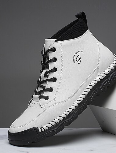  Pánské bílé tenisky na zip z umělé kůže - lehké a prodyšné, módní design pro aktivní životní styl, ideální pro sport, neformální výlety a celodenní pohodlí